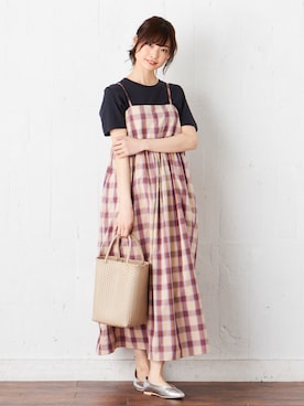 「大人カジュアル」｜「アイテム（サロペット/オーバーオール、オレンジ系）」を使った、SHARE PARKさん（レディース・161cm）の春コーディネート