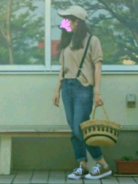 「UNIQLO（ユニクロ）のワッフルクルーネックT（5分袖）（Tシャツ/カットソー）」を使った、 chiruさん（レディース・153cm）の春コーディネート