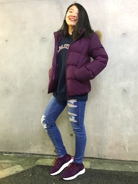 「417 EDIFICE（フォーワンセブンエディフィス）のアイテム（スウェット）」を使った、yorkyさん（レディース・155cm）の冬コーディネート