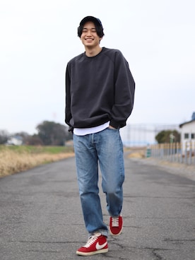 「orslow」｜「アイテム（スウェット）」を使った、すけさん（メンズ・171cm）の冬コーディネート