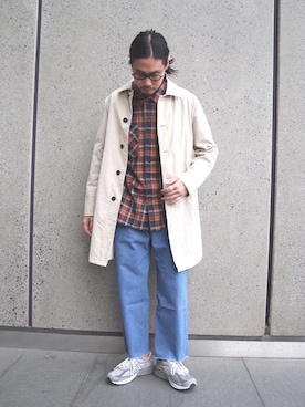 「ユナイテッドアローズ」｜「アイテム（ステンカラーコート）」を使った、甲斐　龍太郎さん（メンズ・178cm）の冬コーディネート