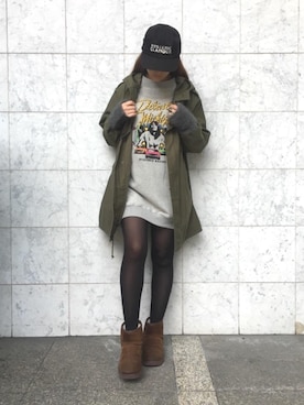 「ビッグサイズコーデ」｜「アイテム（ワンピース/ドレス）」を使った、Ayakaさん（レディース・161cm）の冬コーディネート