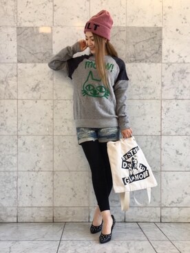 「ネコ」｜「アイテム（ニットキャップ/ビーニー）」を使った、Ayakaさん（レディース・161cm）の秋コーディネート