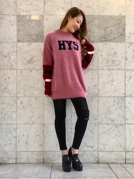 「リメイクデニム」｜「アイテム（ニット/セーター）」を使った、Ayakaさん（レディース・161cm）の秋コーディネート