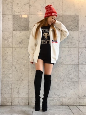 「ショーパン」｜「アイテム（ニットキャップ/ビーニー）」を使った、Ayakaさん（レディース・161cm）の秋コーディネート