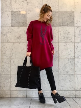 「リメイクデニム」｜「アイテム（トートバッグ）」を使った、Ayakaさん（レディース・161cm）の秋コーディネート