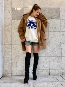 「スウェットワンピ」｜「アイテム（モッズコート）」を使った、Ayakaさん（レディース・161cm）の秋コーディネート