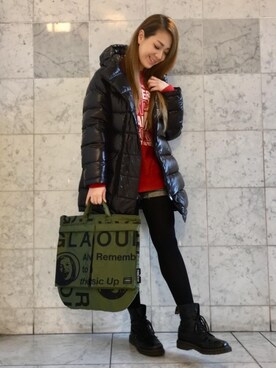 「ポーター」｜「アイテム（ダウンジャケット/コート）」を使った、Ayakaさん（レディース・161cm）の秋コーディネート