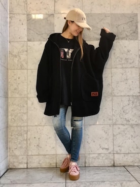 「HYSTERIC GLAMOUR（ヒステリックグラマー）のアイテム（モッズコート）」を使った、Ayakaさん（レディース・161cm）の冬コーディネート