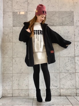 「HYSTERIC GLAMOUR（ヒステリックグラマー）のアイテム（モッズコート）」を使った、Ayakaさん（レディース・161cm）の冬コーディネート