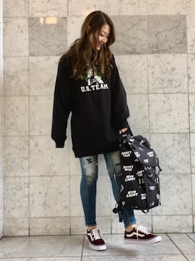 「パーカーワンピ」｜Ayakaさん（レディース・161cm）の冬コーディネート