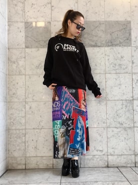 「総柄スカート」｜Ayakaさん（レディース・161cm）の春コーディネート
