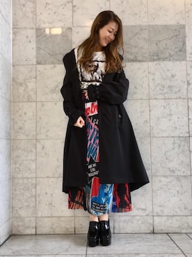 「総柄スカート」｜Ayakaさん（レディース・161cm）の春コーディネート
