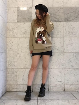 「ショーパン」｜「アイテム（ハンチング/ベレー帽）」を使った、Ayakaさん（レディース・161cm）の秋コーディネート