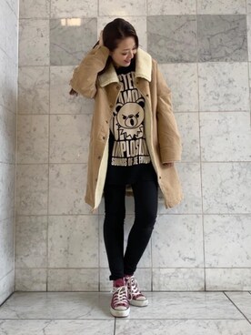 「HYSTERIC GLAMOUR（ヒステリックグラマー）のアイテム（ステンカラーコート）」を使った、Ayakaさん（レディース・161cm）の秋コーディネート