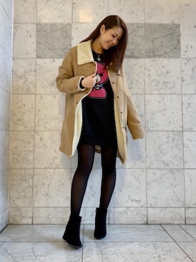 「HYSTERIC GLAMOUR（ヒステリックグラマー）のアイテム（ステンカラーコート）」を使った、Ayakaさん（レディース・161cm）の秋コーディネート