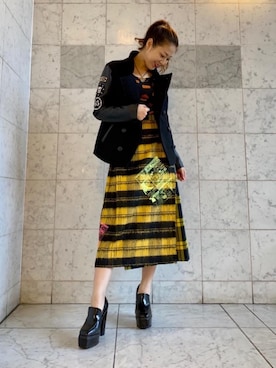「パンクコーデ」｜「アイテム（ライダースジャケット）」を使った、Ayakaさん（レディース・161cm）の冬コーディネート
