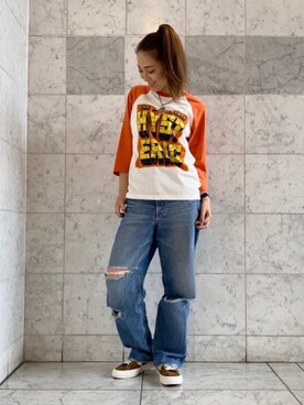 「リメイクデニム」｜「アイテム（スニーカー）」を使った、Ayakaさん（レディース・161cm）の秋コーディネート