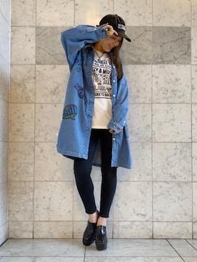 「デニムシャツワンピ」｜Ayakaさん（レディース・161cm）の冬コーディネート