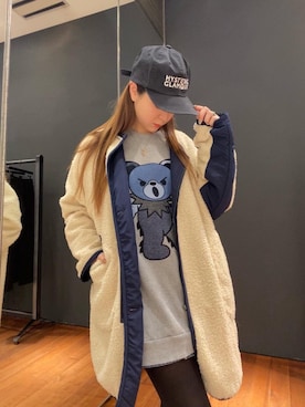 「HYSTERIC GLAMOUR（ヒステリックグラマー）のアイテム（ノーカラーコート）」を使った、Ayakaさん（レディース・161cm）の冬コーディネート