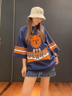 「ﾋﾞｯｸﾞｼﾙｴｯﾄ」｜「アイテム（帽子）」を使った、Ayakaさん（レディース・161cm）の春コーディネート