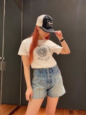 「ショーパン」｜「アイテム（帽子）」を使った、Ayakaさん（レディース・161cm）の夏コーディネート