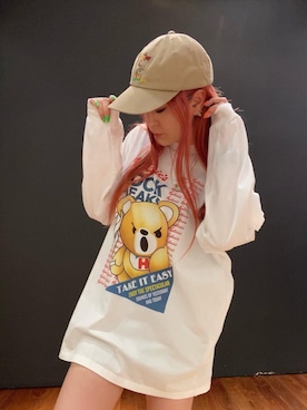 「ﾋﾞｯｸﾞｼﾙｴｯﾄ」｜「アイテム（帽子）」を使った、Ayakaさん（レディース・161cm）の夏コーディネート