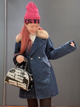 「でにむ」｜「アイテム（ニットキャップ/ビーニー）」を使った、Ayakaさん（レディース・161cm）の冬コーディネート