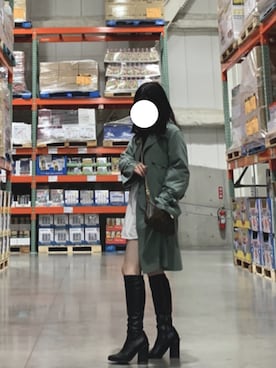 「MOUSSY（マウジー）のアイテム（トレンチコート）」を使った、miyuuさん（レディース・154cm）の冬コーディネート