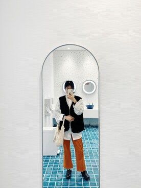 「STUSSY（ステューシー）のアイテム（ブルゾン）」を使った、kymrhさん（レディース・160cm）の冬コーディネート