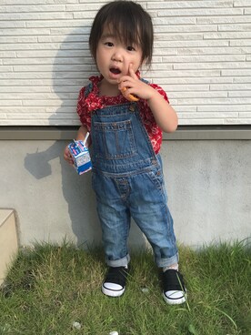 「アイテム（サロペット/オーバーオール）」を使った、ⓐⓘⓒⓗⓘさん（キッズ・90cm）の夏コーディネート