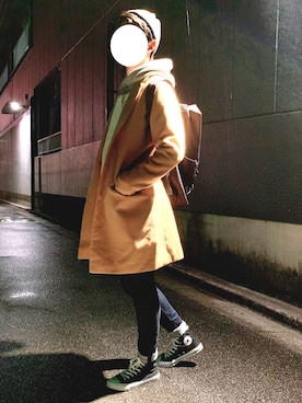 「アイラブCONVERSE」｜「アイテム（チェスターコート）」を使った、hikeiさん（メンズ・180cm）の冬コーディネート