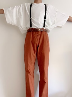 「アイテム（チノパンツ、オレンジ系）」を使った、hikeiさん（メンズ・180cm）の夏コーディネート