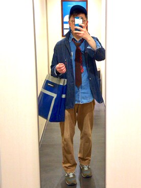 「FREITAG（フライターグ）のアイテム（トートバッグ、ブルー系）」を使った、Yoshiotaniさん（メンズ・170cm）の春コーディネート