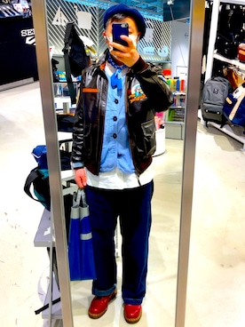 「Dr. Martens（ドクターマーチン）の#MadeInEngland #1460 #8ホールブーツ（ブーツ、ブラウン系）」を使った、Yoshiotaniさん（メンズ・170cm）の冬コーディネート