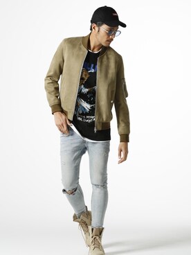 「jackrose」｜「アイテム（MA-1）」を使った、JACKROSE OFFICIALさん（メンズ・175cm）の冬コーディネート