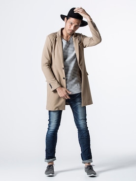 「jackrose」｜「アイテム（チェスターコート）」を使った、JACKROSE OFFICIALさん（メンズ・175cm）の冬コーディネート