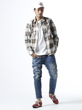 「アイテム（トップス、ブラウン系）」を使った、JACKROSE OFFICIALさん（メンズ・175cm）の冬コーディネート