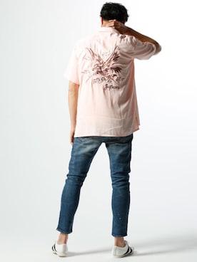 「JACKROSE（ジャックローズ）のハイパーストレッチスタンダード加工デニム（デニムパンツ）」を使った、JACKROSE OFFICIALさん（メンズ・175cm）の春コーディネート