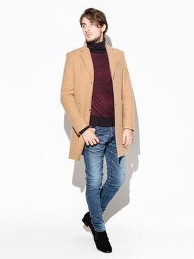 「jackrose」｜「アイテム（チェスターコート）」を使った、JACKROSE OFFICIALさん（メンズ・180cm）の秋コーディネート