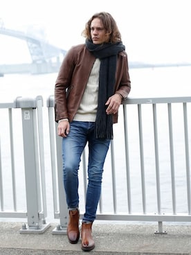「jackrose」｜「アイテム（ライダースジャケット）」を使った、JACKROSE OFFICIALさん（メンズ・180cm）の秋コーディネート