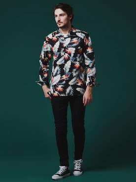 「Luv maison（ラブメゾン）のハイパーストレッチタイトスキニーデニム（デニムパンツ）」を使った、JACKROSE OFFICIALさん（メンズ・180cm）の春コーディネート