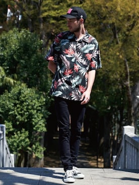 「Luv maison（ラブメゾン）のハイパーストレッチタイトスキニーデニム（デニムパンツ）」を使った、JACKROSE OFFICIALさん（メンズ・182cm）の春コーディネート