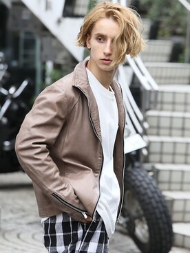 「jackrose」｜「アイテム（ライダースジャケット）」を使った、JACKROSE OFFICIALさん（メンズ・175cm）の冬コーディネート