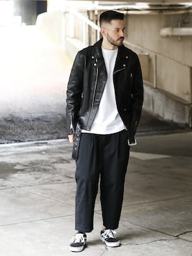 「jackrose」｜「アイテム（ライダースジャケット）」を使った、JACKROSE OFFICIALさん（メンズ・175cm）の秋コーディネート