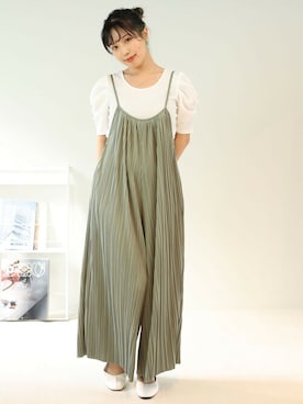 「ギャザー」｜「アイテム（オールインワン・サロペット）」を使った、JACKROSE OFFICIALさん（レディース・164cm）の夏コーディネート