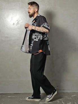 「アイテム（スラックス）」を使った、JACKROSE OFFICIALさん（メンズ・185cm）の夏コーディネート