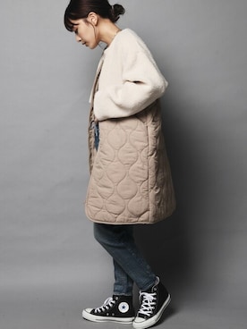 「ラフコーデ」｜「アイテム（ノーカラーコート）」を使った、JACKROSE OFFICIALさん（レディース・162cm）の秋コーディネート