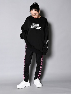 「ジャージーパンツ」｜「アイテム（スウェット）」を使った、JACKROSE OFFICIALさん（レディース・155cm）の冬コーディネート