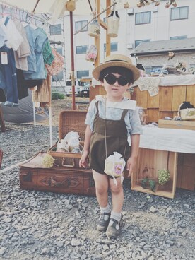 「no brand（ノーブランド）のアイテム（その他シューズ）」を使った、oookatekiyoooさん（キッズ・90cm）の夏コーディネート